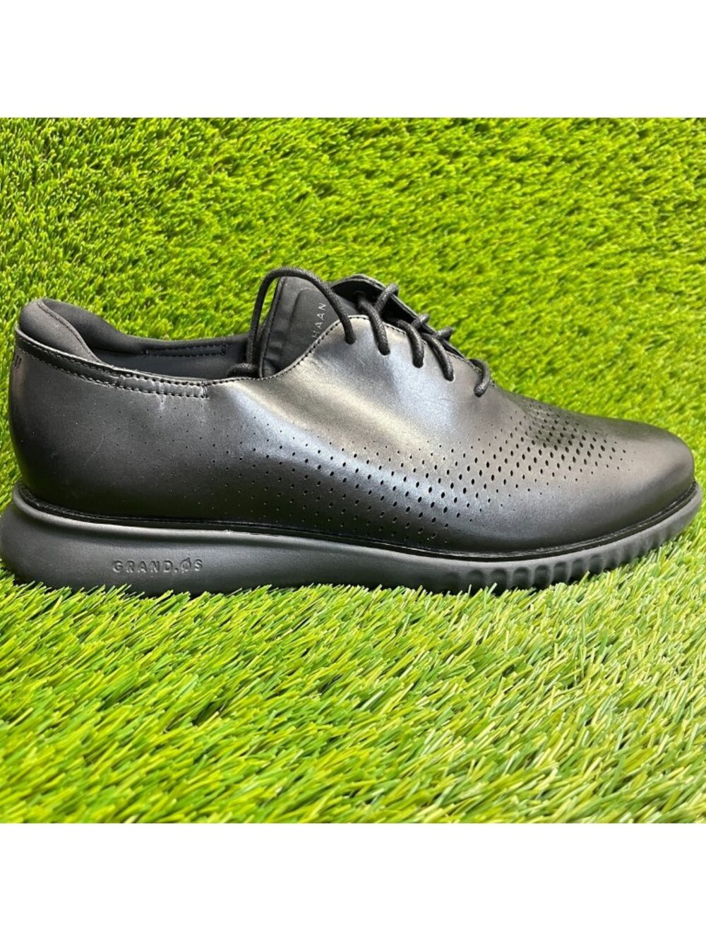 Cole Haan 2.ZeroGrand Mens Size 13 Black Classic Laser Wingtip Oxford Shoes